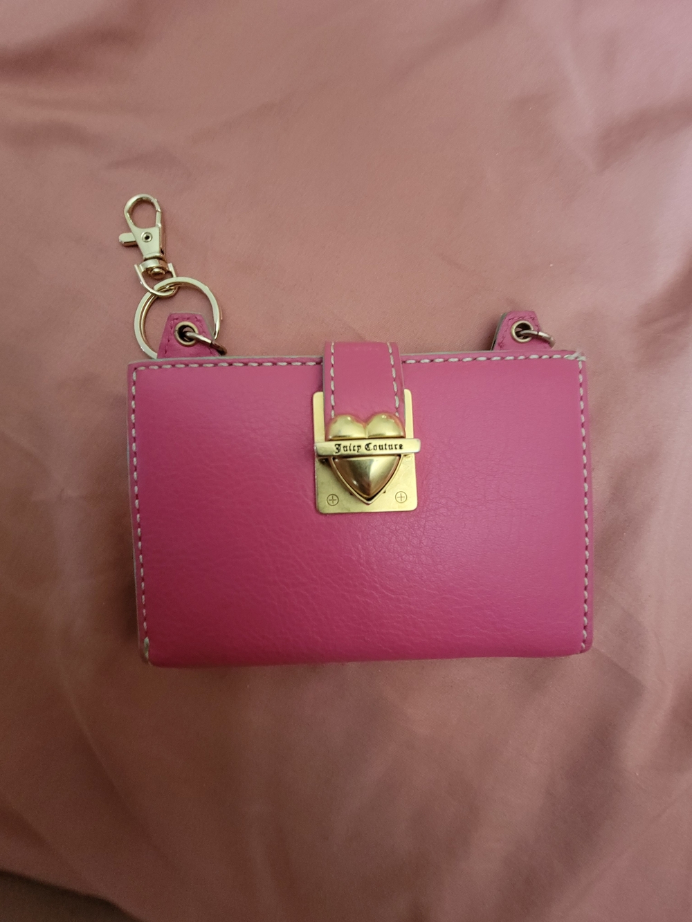 Juicy Couture Pink Heart Lock Keychain Wallet